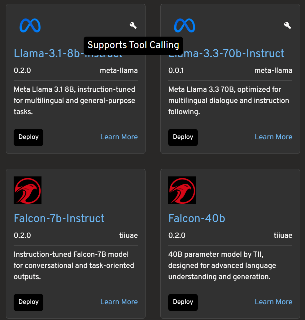 Visual indicator for Model supporting tool calling